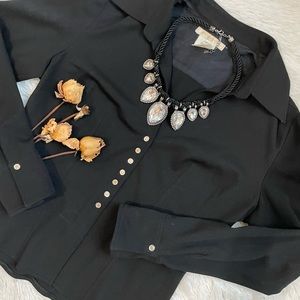 Vintage Vertigo Paris black snap button down top